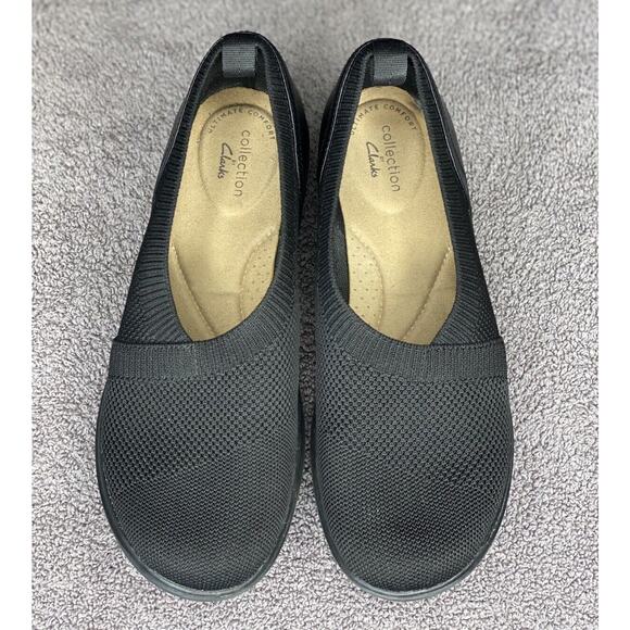 Clark’s Women’s Size 7 Collection Sashlyn Slip On Comfort Shoes Black Mesh Knit - Picture 3 of 7